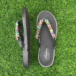 Black Beaded Flip Flops size 9.5